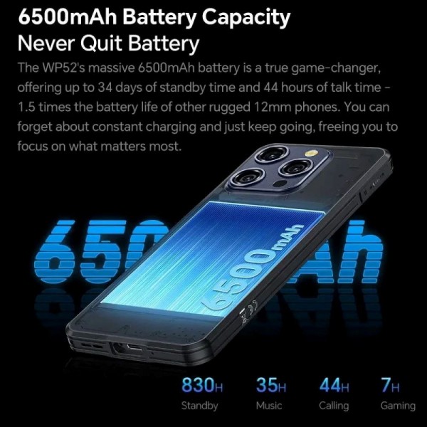 Oukitel WP52 Dual Sim 256GB 4GB RAM Smartphone, Black
