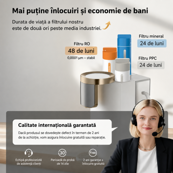 NatureFlow F4 Gen 2 – Sistem de purificare a apei pentru casă cu tehnologie RO alcalină și apă fierbinte instantanee (pH 9,5)